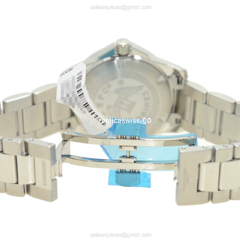 Longines CONQUEST Quartz Replica - Steel Case, Black Dial, Silver Clasp - View 4