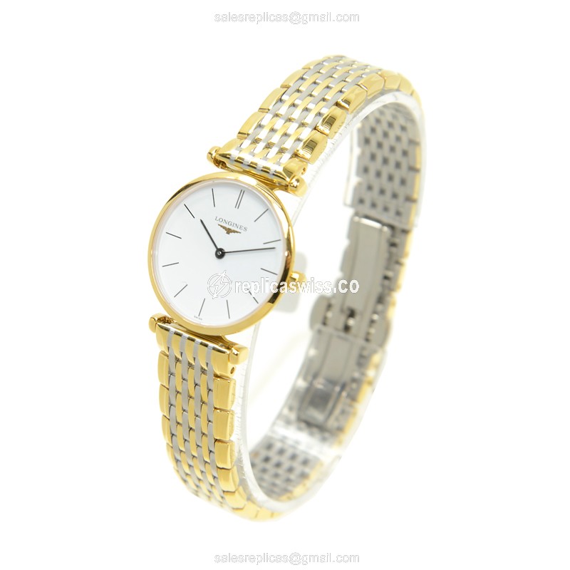 Longines L4.209.2.12.7 Replica - Quartz - Gold PVD Case - White Dial on Gold Strap - View 3