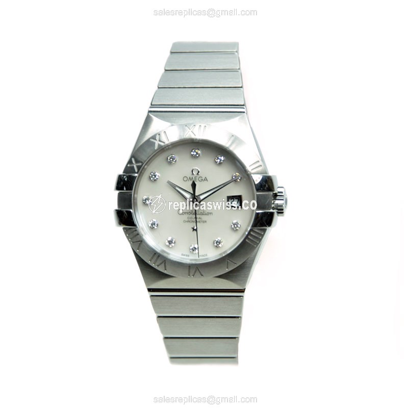 Omega Constellation Replica - Automatic - Stainless Steel - White Dial - Silver Clasp - Sapphire Crystal - View 2