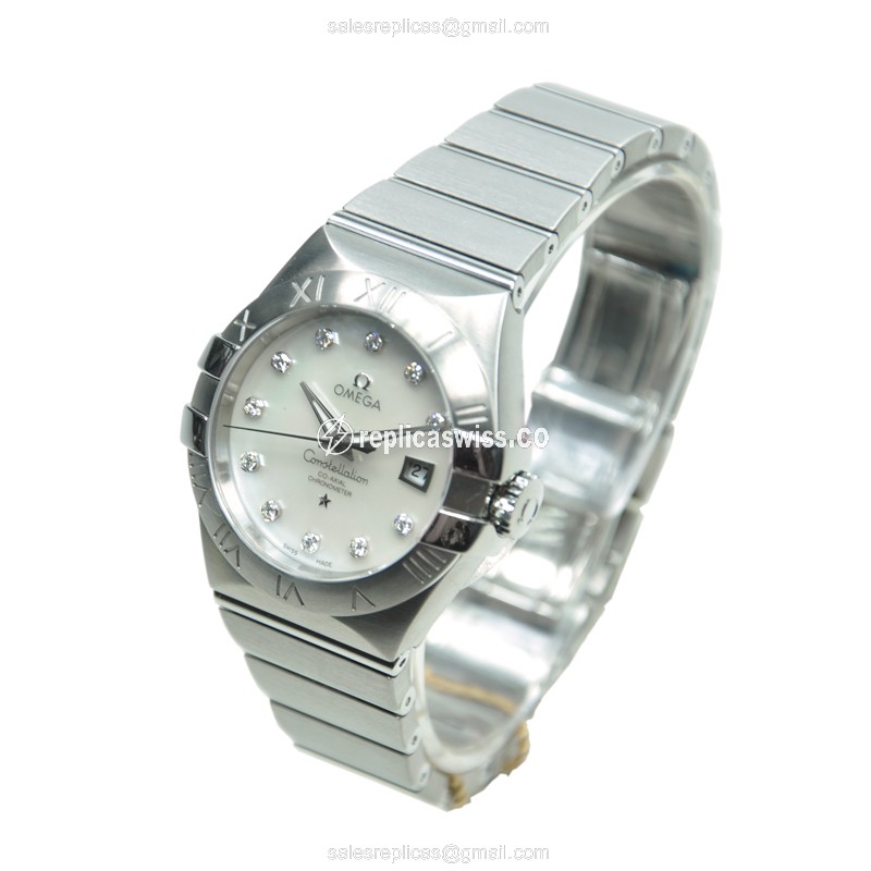 Omega Constellation Replica - Automatic - Stainless Steel - White Dial - Silver Clasp - Sapphire Crystal - View 3