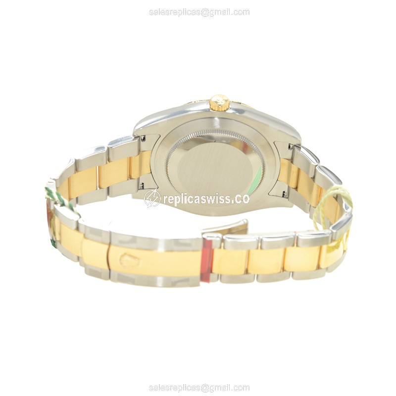 Rolex DATEJUST Replica - Automatic - 18kt Gold & Steel - Gray Dial - Silver Clasp - View 4