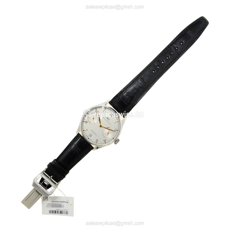IWC Portuguese Replica - Automatic - Stainless Steel - Silver Dial - Black Alligator Strap - View 2