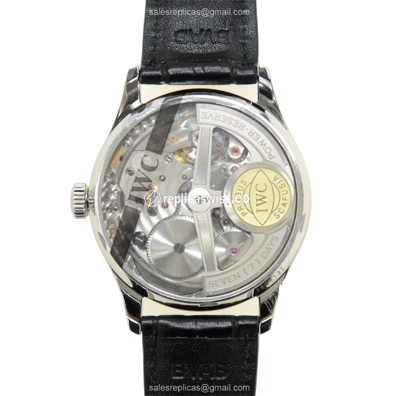 IWC Portuguese Replica - Automatic - Stainless Steel - Silver Dial - Black Alligator Strap - View 3