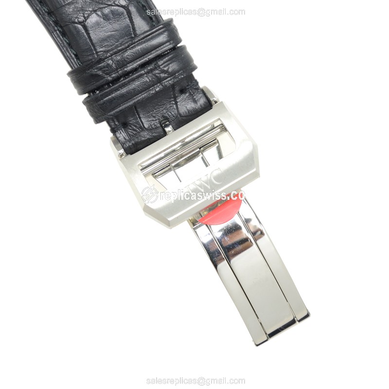IWC Portuguese IW500109 Replica - Automatic - Steel Case - Black Dial - Alligator Black Strap - View 4