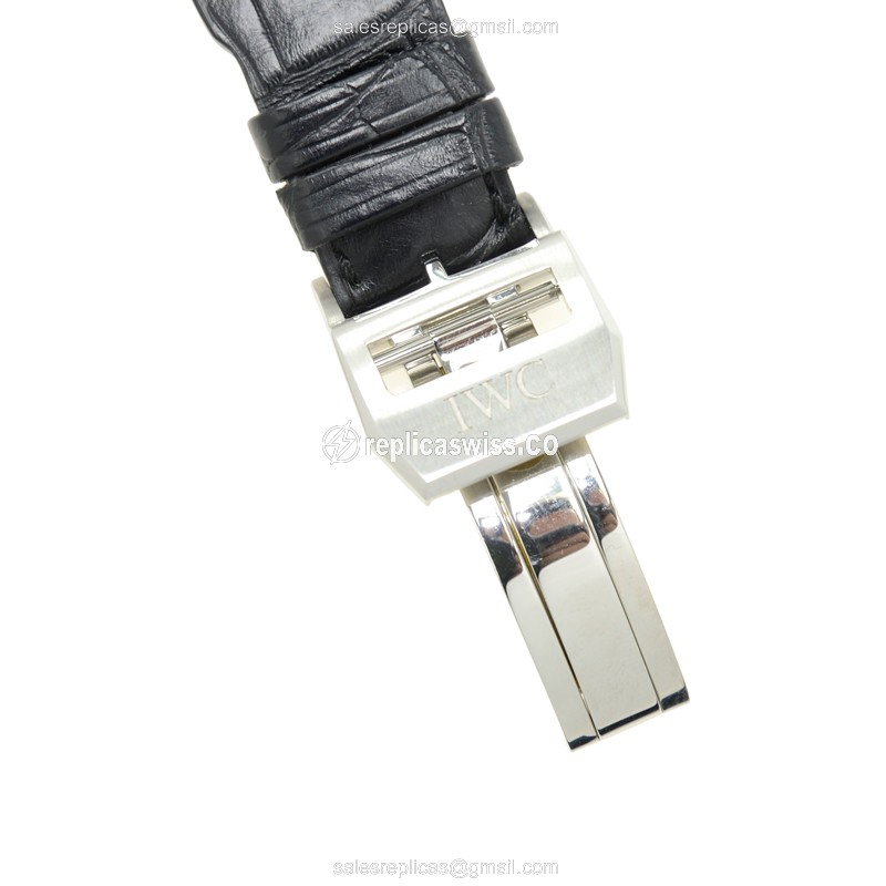 IWC PILOTS Replica - Automatic - Stainless Steel - Black Dial - Alligator Black Clasp - View 4