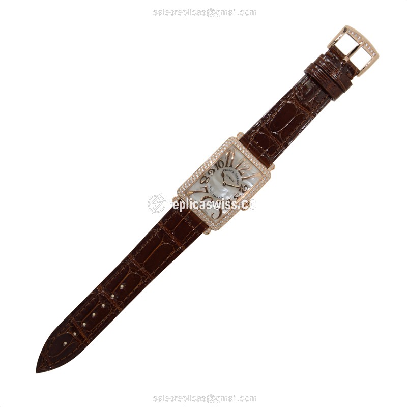Franck Muller 952 QZ REL MOP D 5N Long Island - Quartz - Rose Gold Case - Diamond Accents - White Dial - View 2