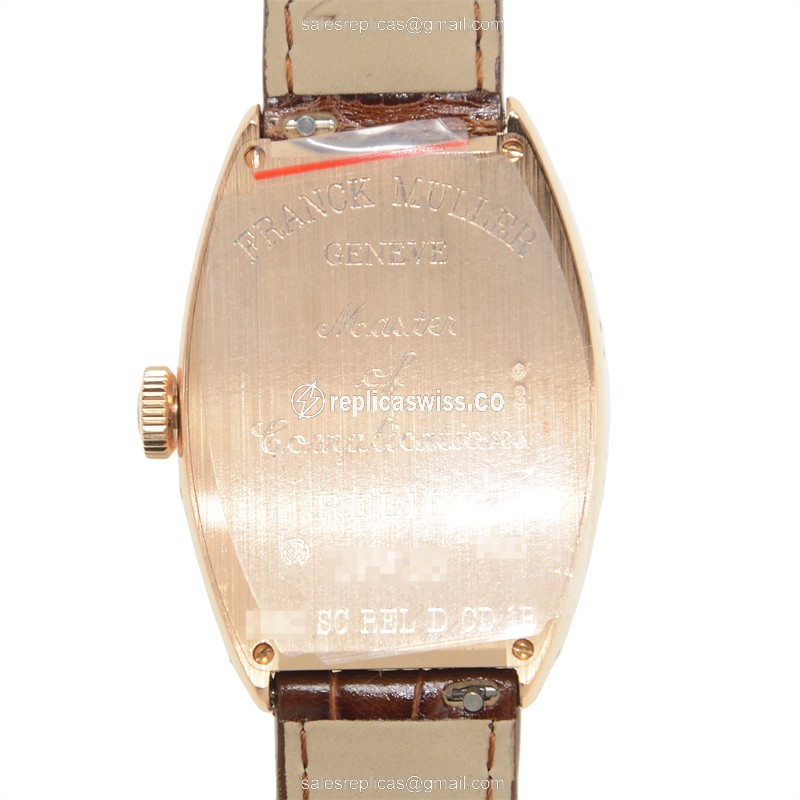 Franck Muller 5850 SC REL D CD 1R REL 5N CINTREE CURVEX - 18kt Rose Gold - Diamonds - Automatic - Silver Dial - Brown Alligator Strap - View 3