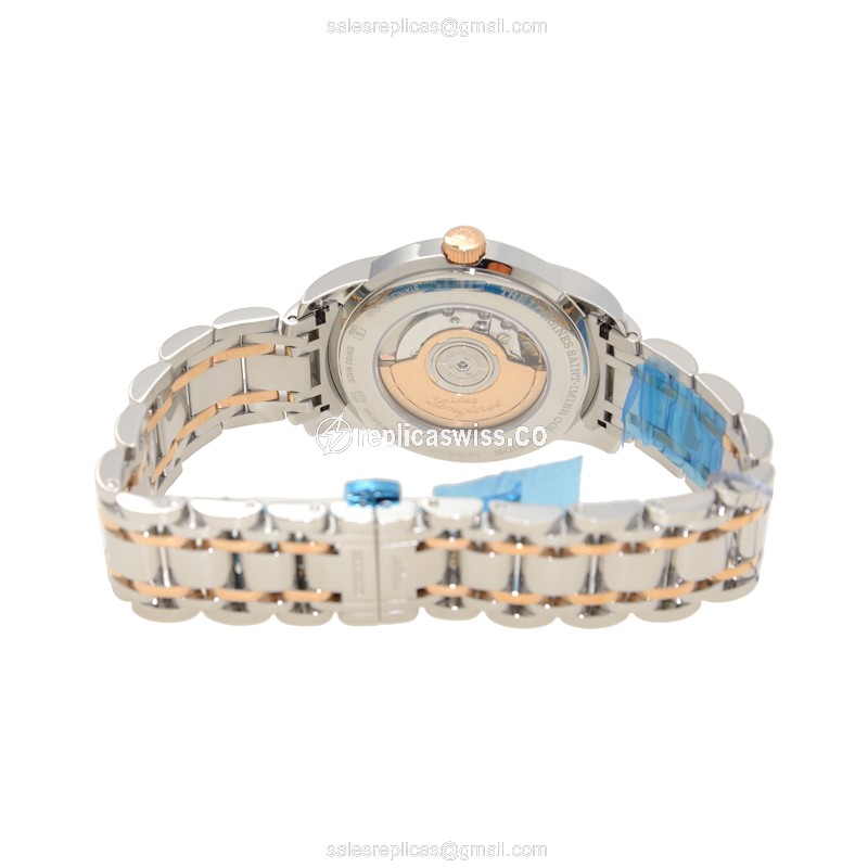 Longines L2.763.5.52.7 SAINT IMIER Replica - Automatic, 18kt Rose Gold Case & Steel, Black Dial on Silver Strap - View 4