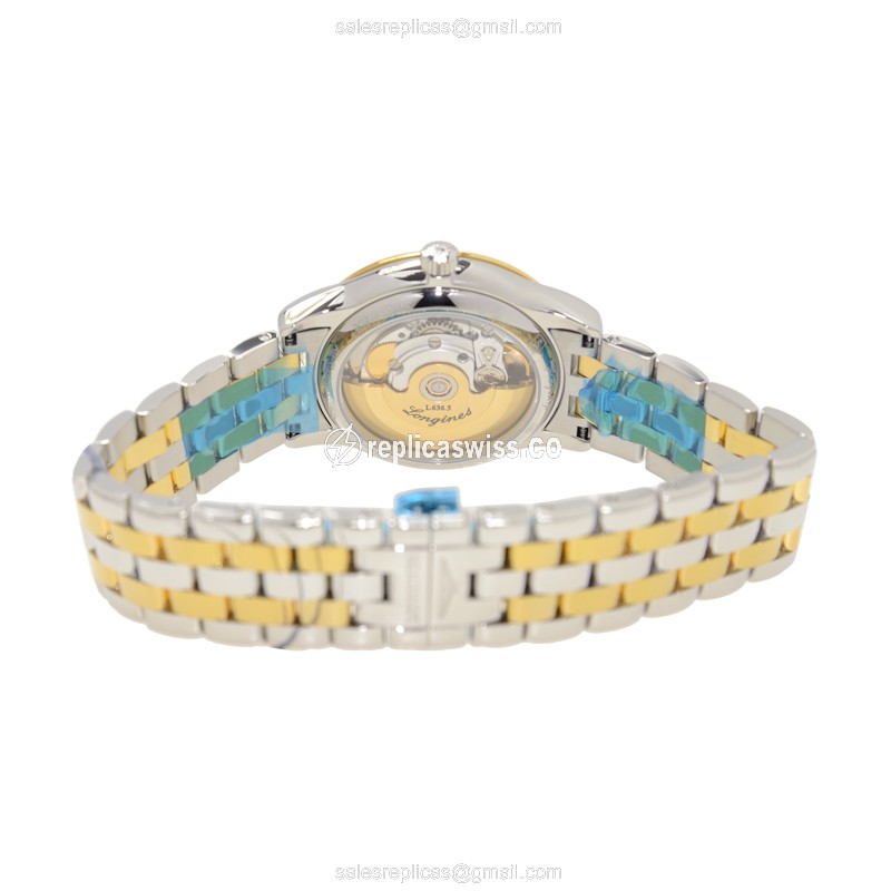 Longines Flagship Replica - Automatic 18kt Gold/Steel - Gold Dial, Silver Strap - View 4
