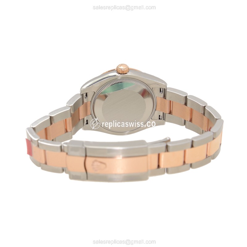Rolex Lady Datejust Replica - Automatic - White Dial on Steel - 18kt Rose Gold & Steel Case - View 4