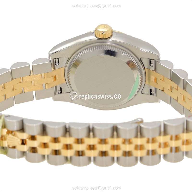 Rolex Datejust Lady Replica - Automatic - Gold Case on Silver - 28mm Dial - View 4