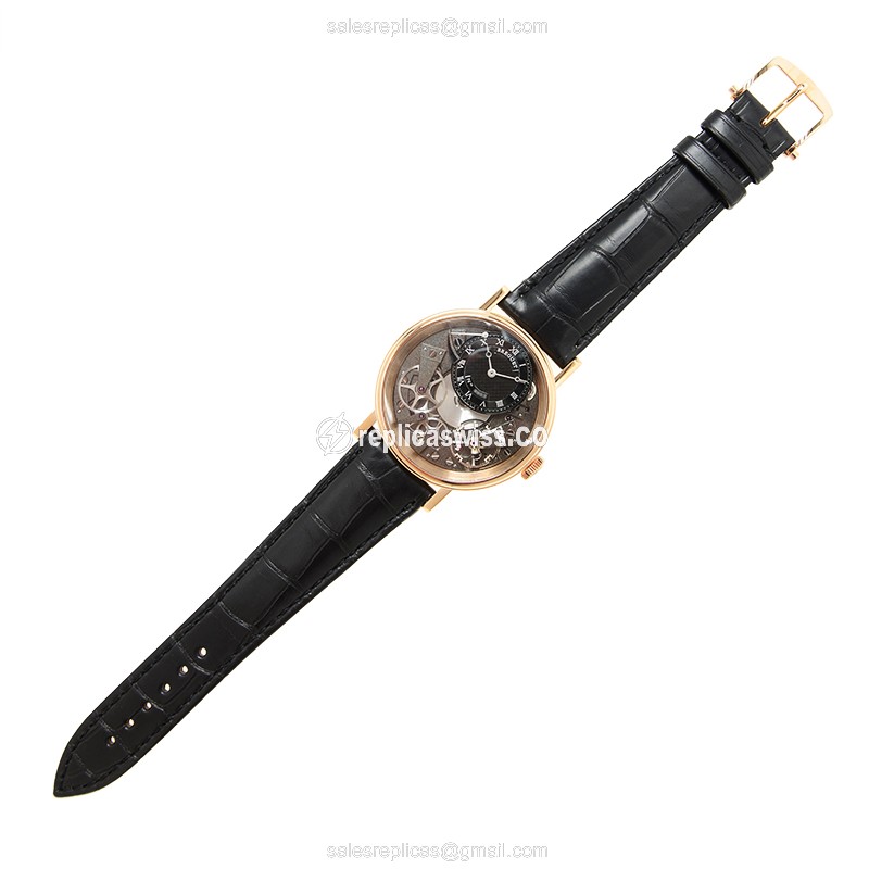 Breguet 7057BR Tradition - Manual Wind - 18kt Rose Gold - Gray Dial - Black Alligator Strap - View 2