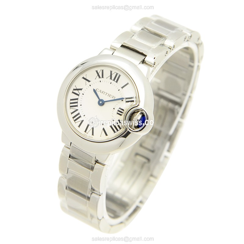 Cartier Ballon Bleu Replica - Quartz - Steel - Silver Dial - Steel Band - View 3