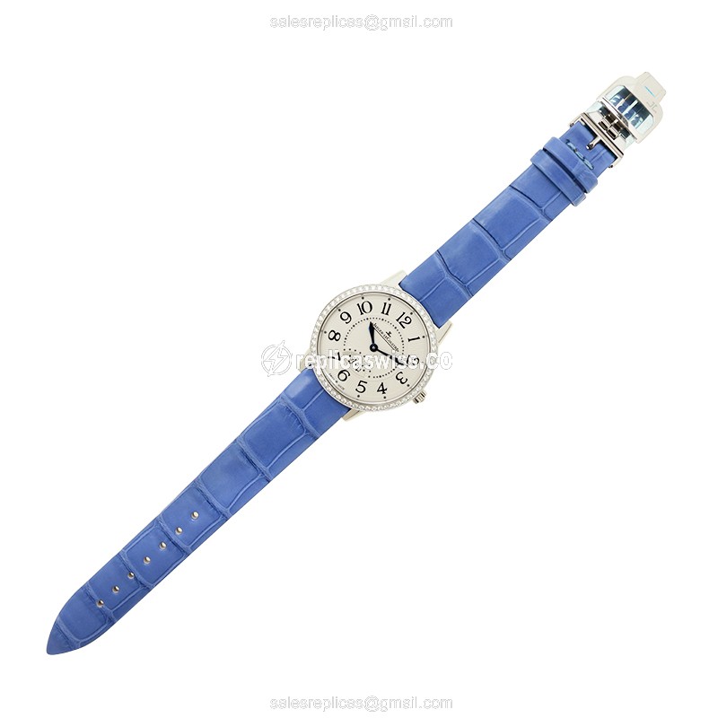 Jaeger-Lecoultre Rendez-Vous Quartz - Diamond Case - Silver Dial - Blue Alligator Strap - View 2