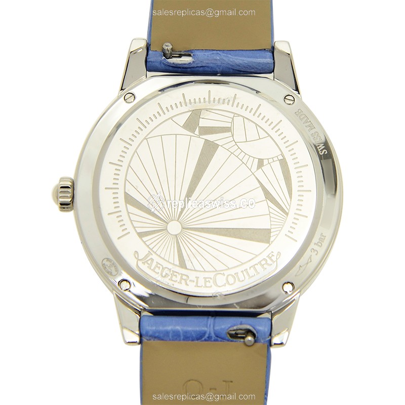 Jaeger-Lecoultre Rendez-Vous Quartz - Diamond Case - Silver Dial - Blue Alligator Strap - View 3