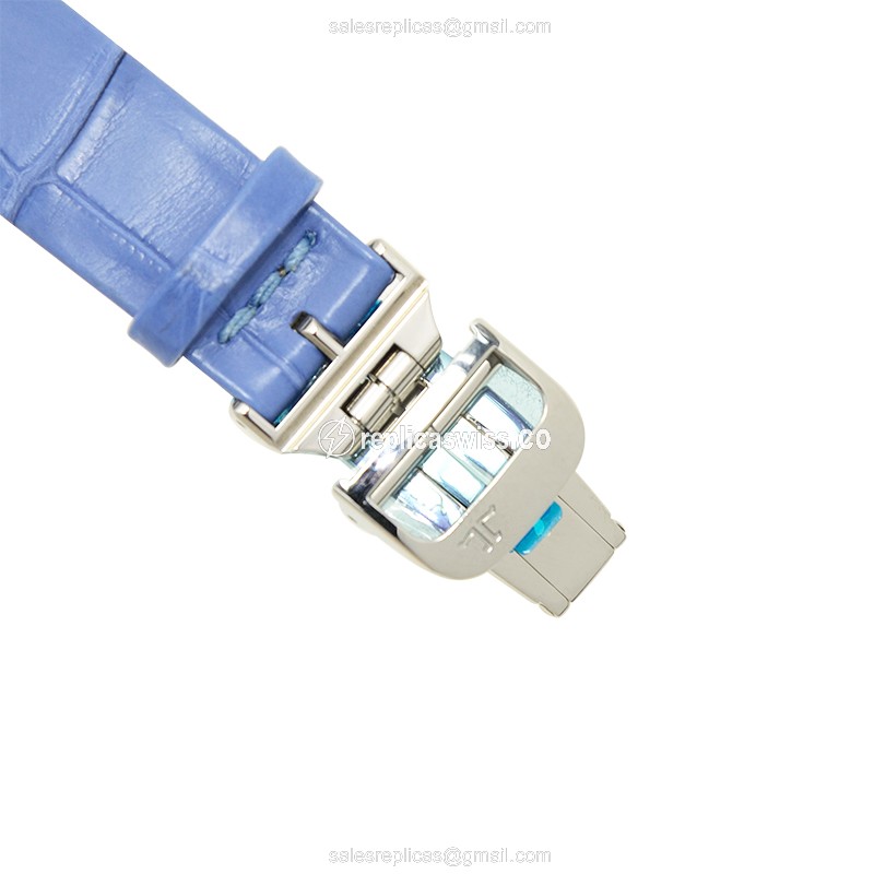 Jaeger-Lecoultre Rendez-Vous Quartz - Diamond Case - Silver Dial - Blue Alligator Strap - View 4