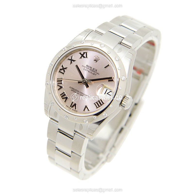 Rolex Datejust Replica - Automatic - Steel Case - Pink Dial, Silver Clasp - View 3