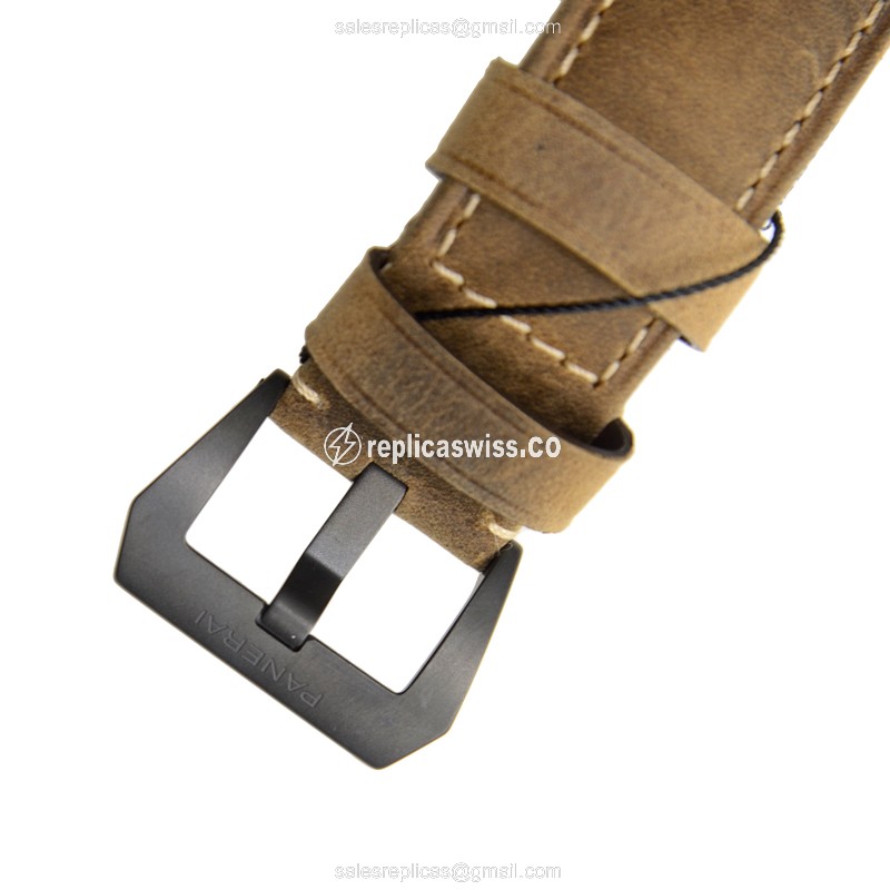 Panerai PAM00441 LUMINOR Replica - Automatic - Ceramic Case - Black Dial - Brown Cowhide Strap - View 4