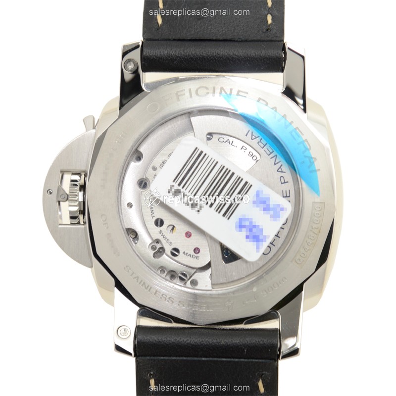 Panerai PAM00499 LUMINOR Replica - Automatic - Steel Case - White Dial - Black Cowhide Strap - View 3