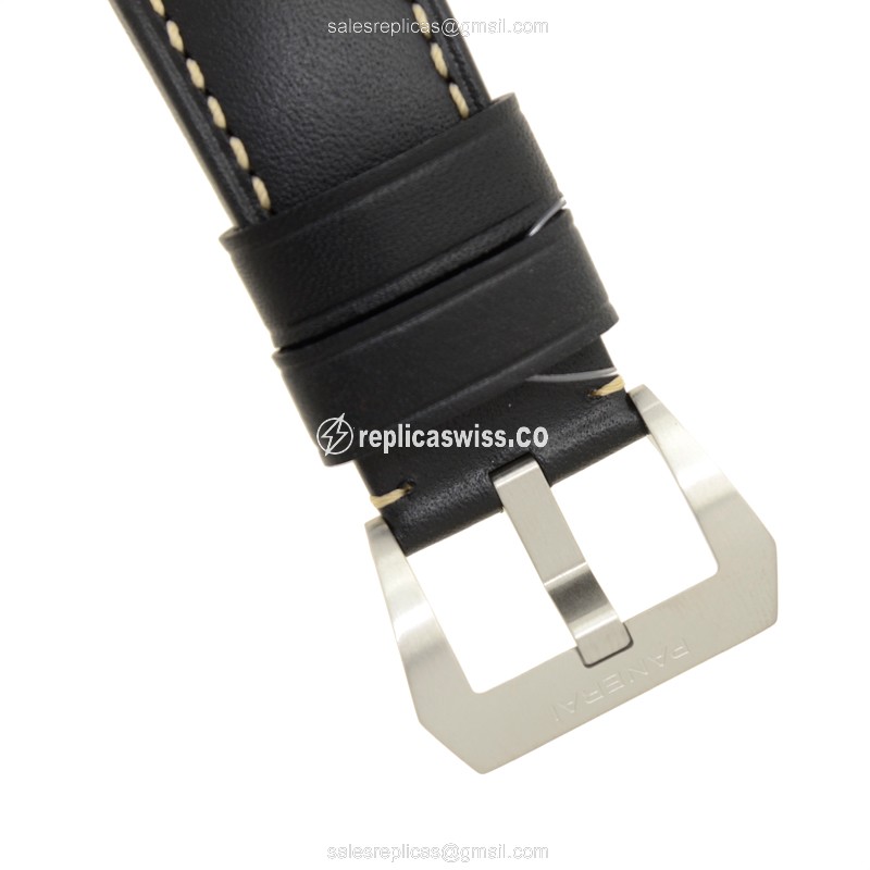 Panerai PAM00499 LUMINOR Replica - Automatic - Steel Case - White Dial - Black Cowhide Strap - View 4
