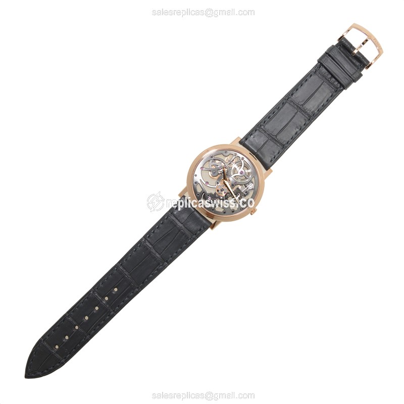 Piaget ALTIPLANO Replica - Automatic - 18kt Rose Gold - Dark Grey Dial - Black Alligator Strap - View 2