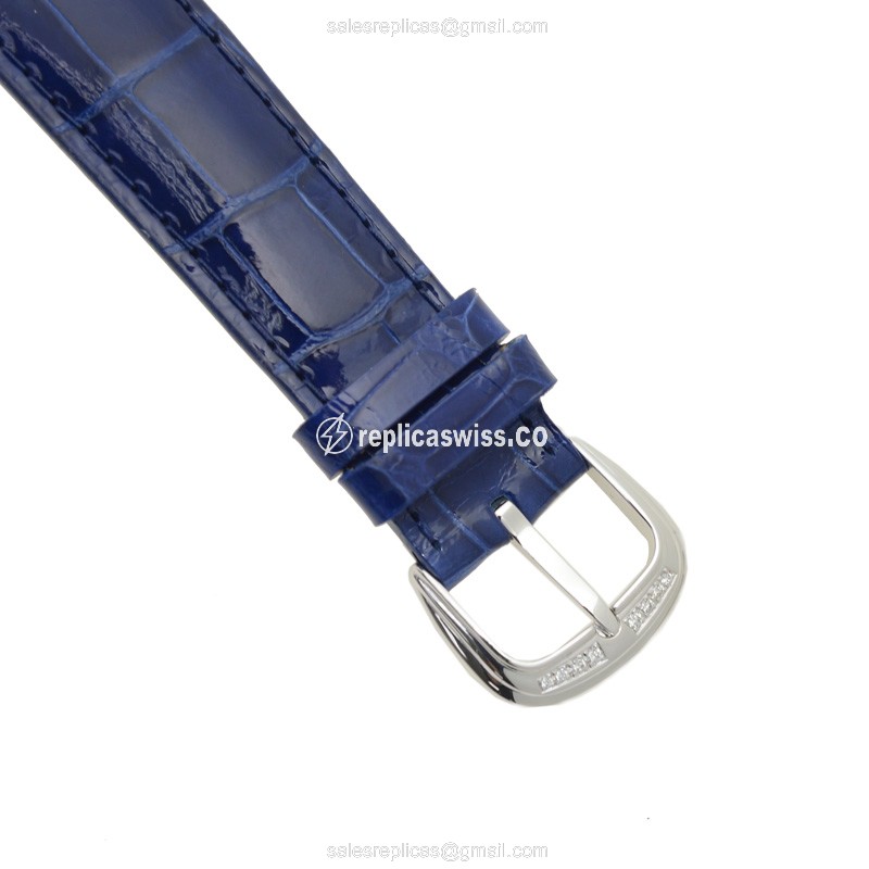 Franck Muller Cintree Curvex 5850 MB D Auto 18kt White Gold Blue Dial Blue Leather Buckle - View 4