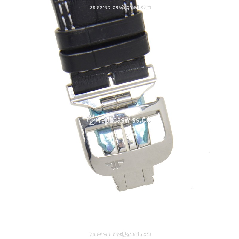 Jaeger-Lecoultre Q1778470 Replica - Ultra Thin - Automatic - Titanium Case - Black Dial - Alligator Strap - View 4