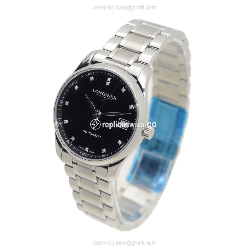 Longines L2.518.4.57.6 Replica - Automatic - Steel Case - Black Dial, Silver Clasp - View 3