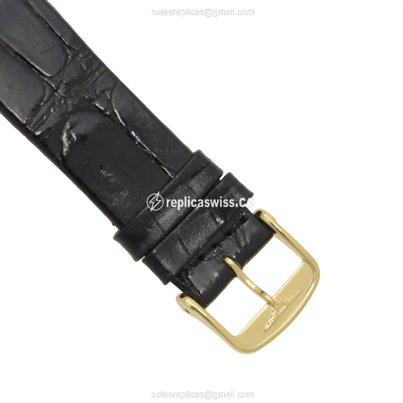 Longines L4.709.2.11.2 Replica - Quartz - PVD Gold Case - White Dial on Black Alligator Strap - View 4