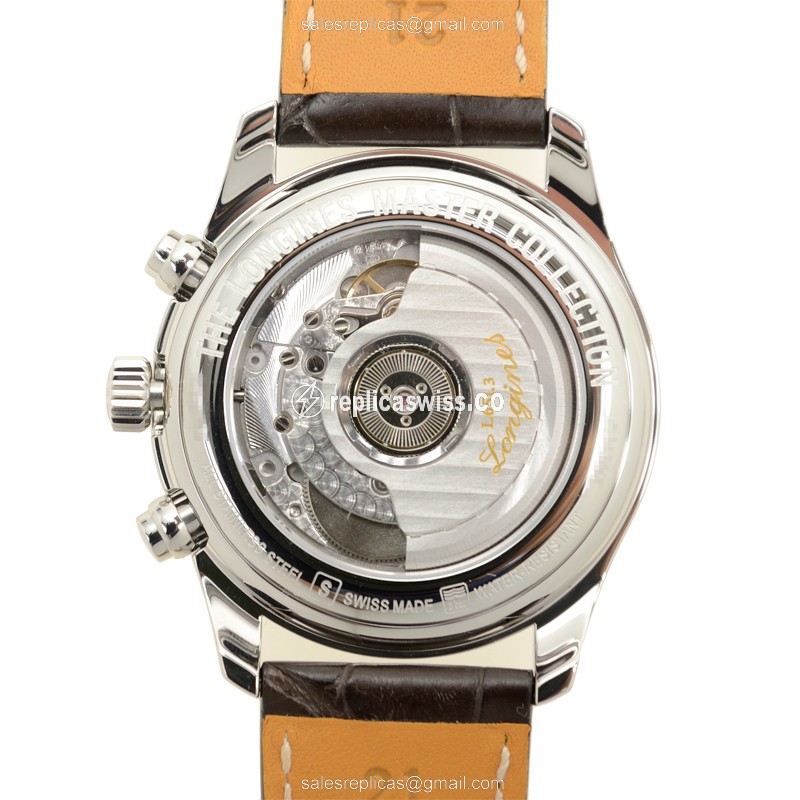 Longines L2.629.4.78.3 Replica | Automatic - Silver Dial | Alligator Brown Strap - View 3