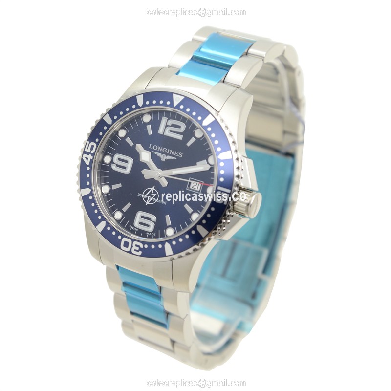 Longines CONQUEST Quartz - Steel Case, Blue Dial, Silver Clasp - View 3