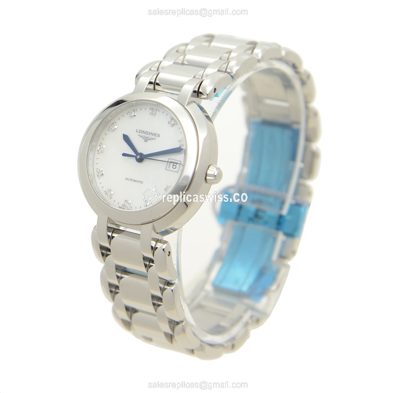 Longines Prima Luna Replica - Automatic - White Dial - Steel Case & Strap - View 3