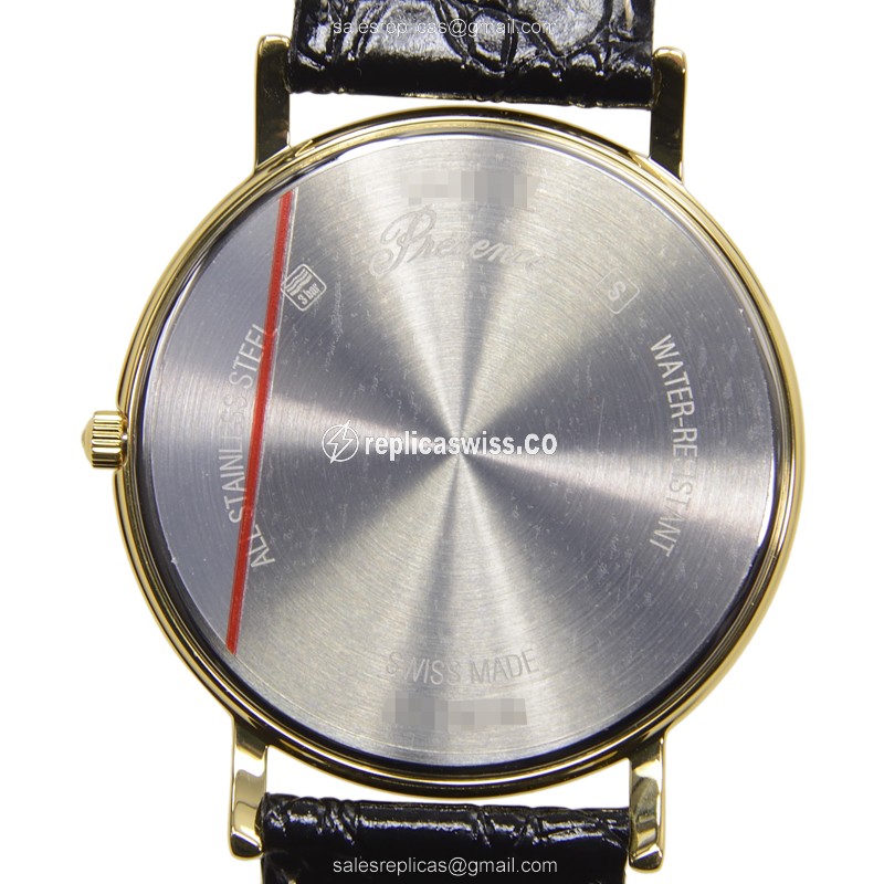 Longines Presence Replica - Quartz - Gold PVD - White Dial, Black Alligator Strap - View 3