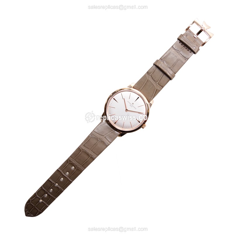 Vacheron Constantin 81530/000R-9682 - Manual Wind - 18kt Rose Gold - White Dial - Alligator Brown Strap - View 2