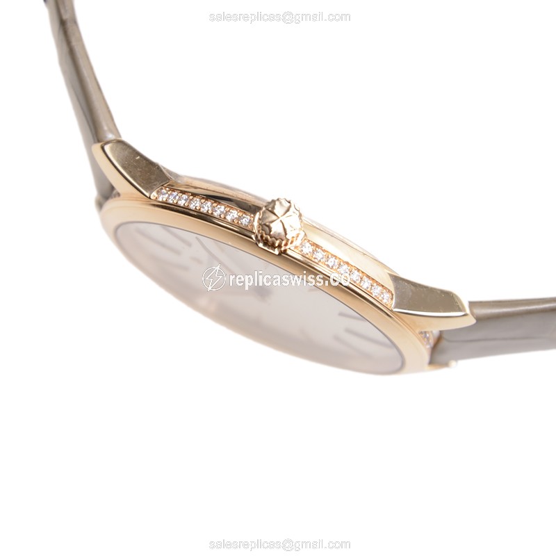 Vacheron Constantin 81530/000R-9682 - Manual Wind - 18kt Rose Gold - White Dial - Alligator Brown Strap - View 4