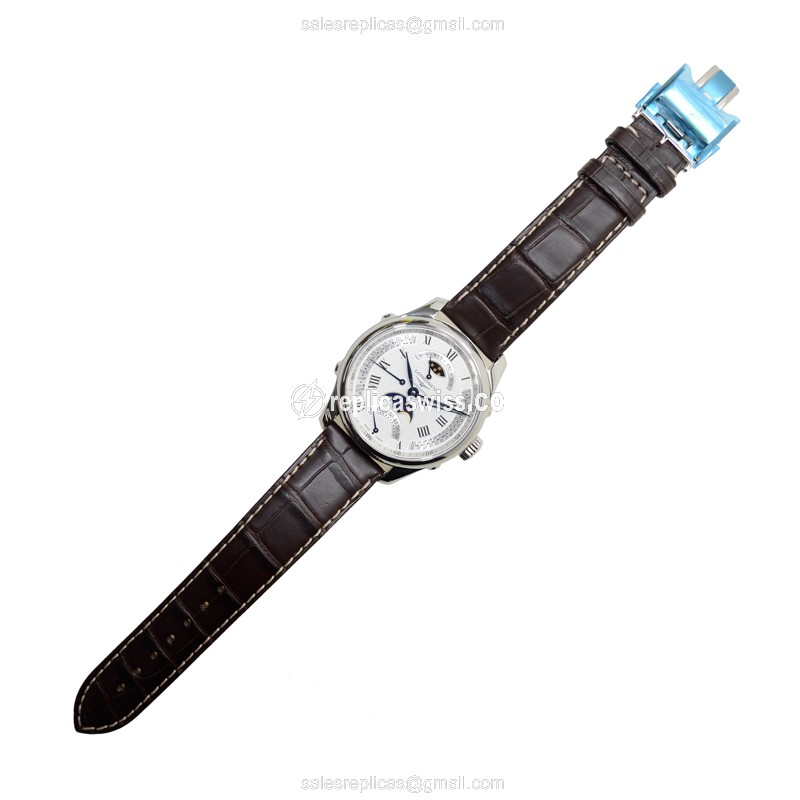 Longines L2.738.4.71.3 Replica - Automatic - Stainless Steel - White Dial - Brown Alligator Strap - View 2