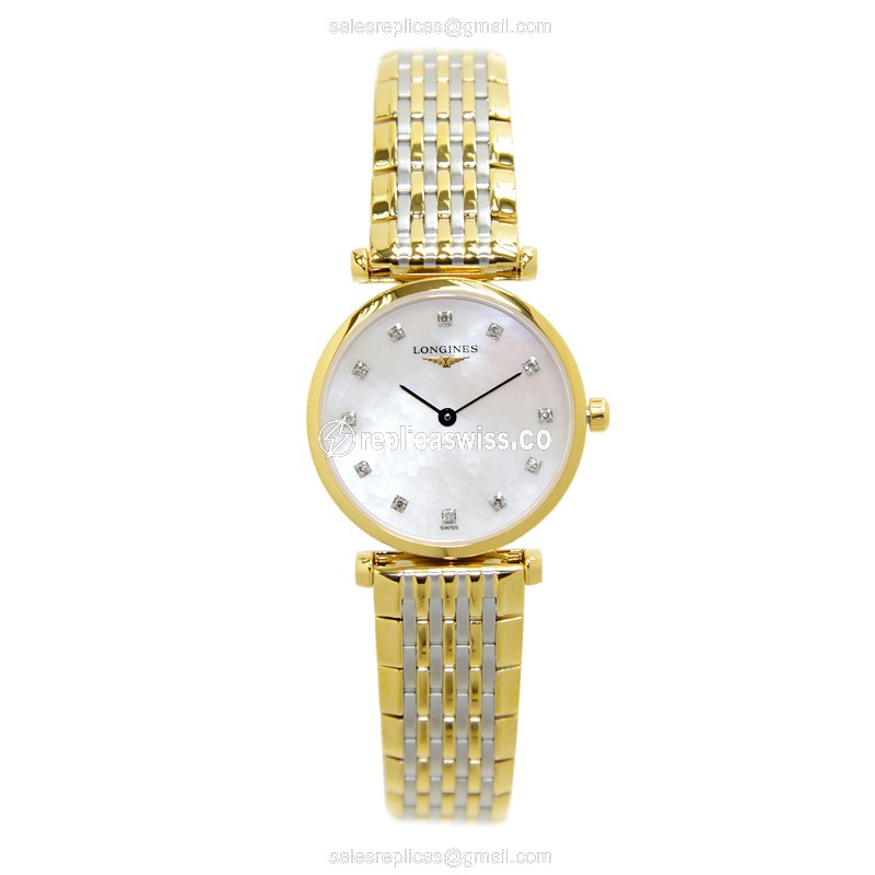 Longines LA GRANDE Replica - Quartz - 18kt Gold & Steel Case - White Dial - View 2
