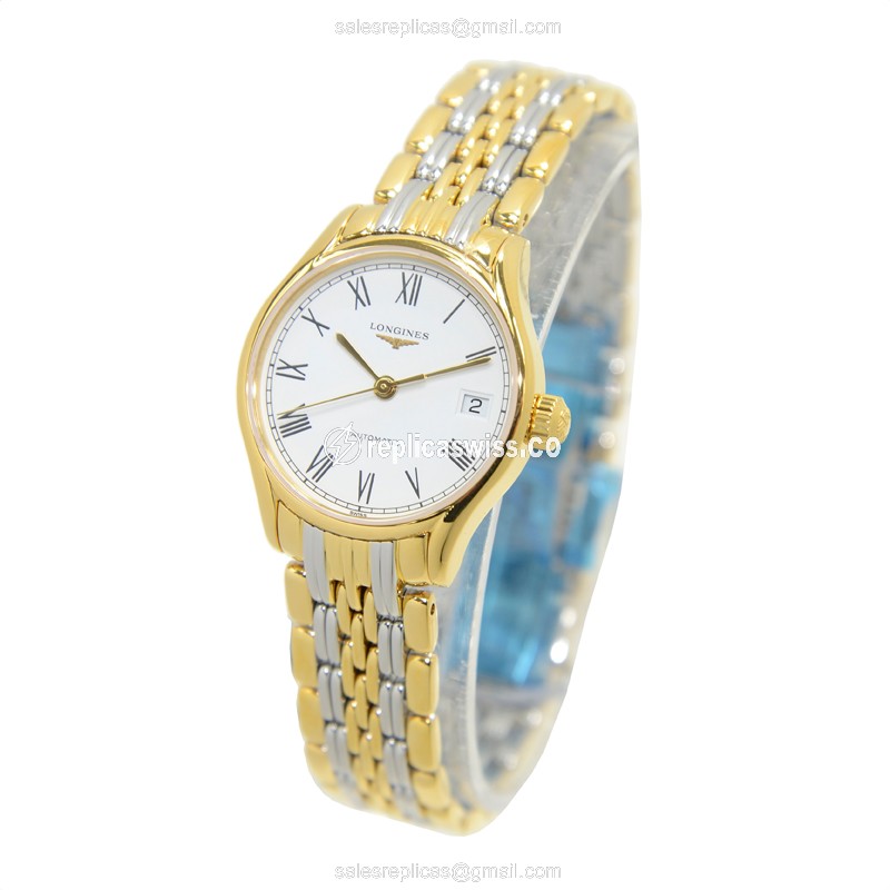 Longines Lyre Replica - PVD Gold - White Dial - Automatic - Gold Clasp - View 3