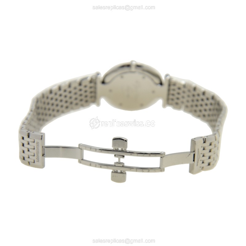 Longines LA GRANDE Quartz - Diamond Dial - Stainless Steel - Black - Steel Strap - View 4