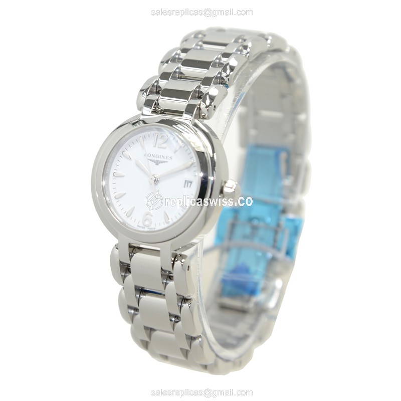 Longines Prima Luna Replica - Quartz - Stainless Steel - White Dial, Silver Clasp - View 3
