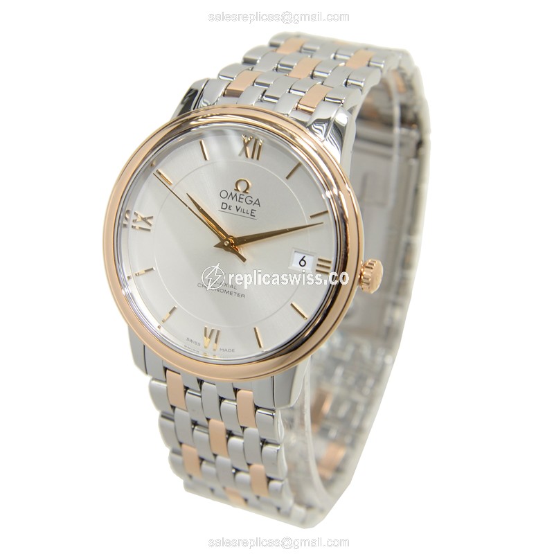 Omega Replica DE VILLE - 18kt Rose & Steel - Automatic Movement - Silver Dial - View 3