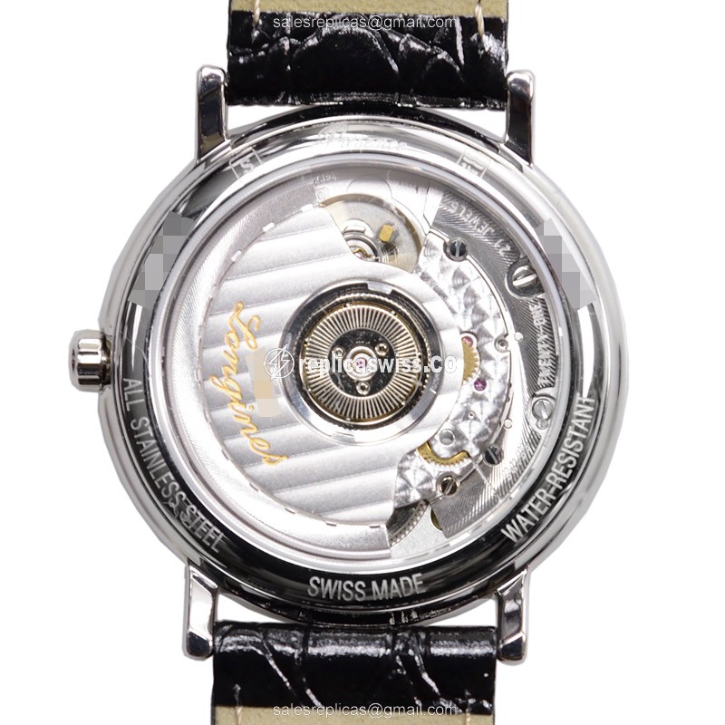 Longines Presence Replica - Automatic - Steel Case - White Dial, Black Leather Strap - View 3