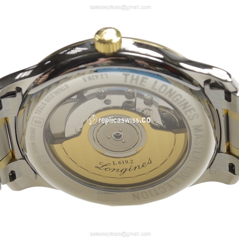 Longines L2.628.5.12.7 Replica - Automatic - 18kt Gold & Steel - White Dial, Silver Clasp - View 4