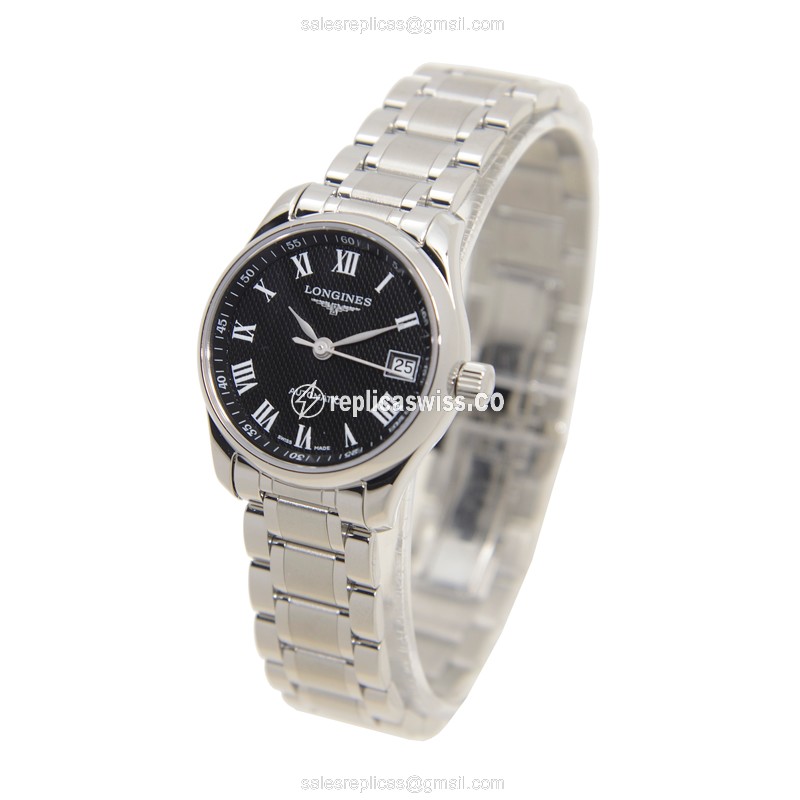 Longines L2.128.4.51.6 Replica | Automatic | Steel | Black Dial, Silver Clasp - View 3