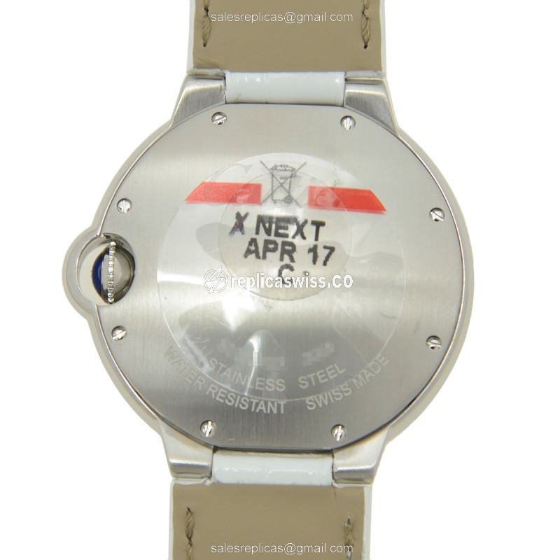 Cartier Ballon Bleu Quartz - Steel Case - Silver Dial - White Alligator Strap - View 3
