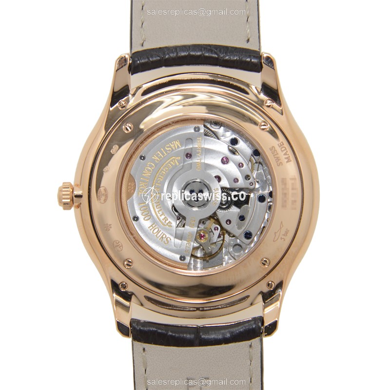 Jaeger-Lecoultre Q1282510 Replica - Ultra Thin - Automatic - 18kt Rose Gold Case - Gold Dial - Black Alligator Strap - View 3