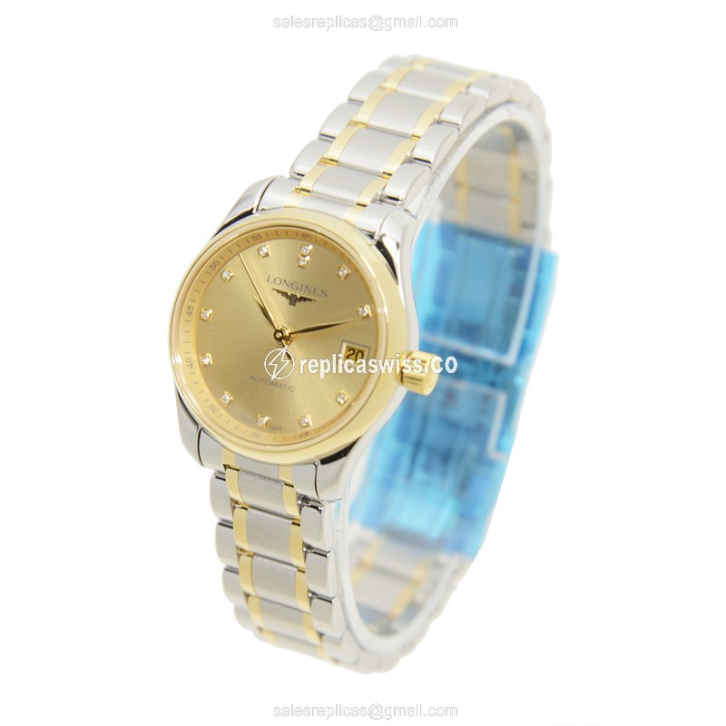 Longines L2.128.5.37.7 Replica - Automatic - 18kt Gold & Steel - Silver Dial - View 3