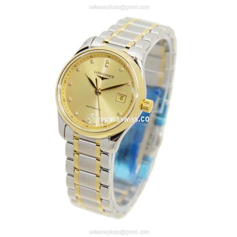 Longines L2.257.5.37.7 Replica - Automatic - Gold & Steel Case - Silver Clasp - View 3