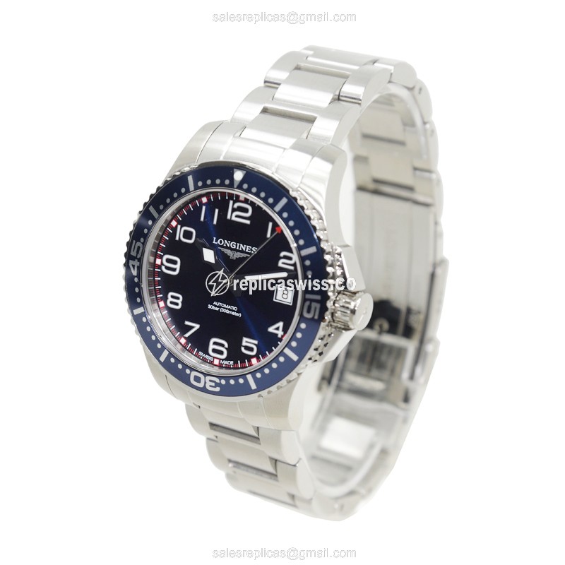 Longines CONQUEST Replica - Automatic - Steel Case - Blue Dial on Silver Strap - View 3