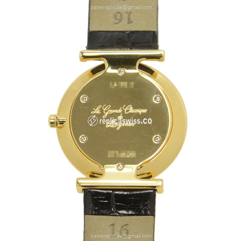 Longines L4.512.2.87.2 Replica - Quartz - 18kt Gold Case - White Dial, Leather Strap - View 3